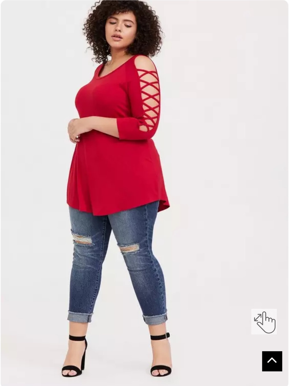 Torrid Red Cold-Shoulder Ladder-Sleeve Top
